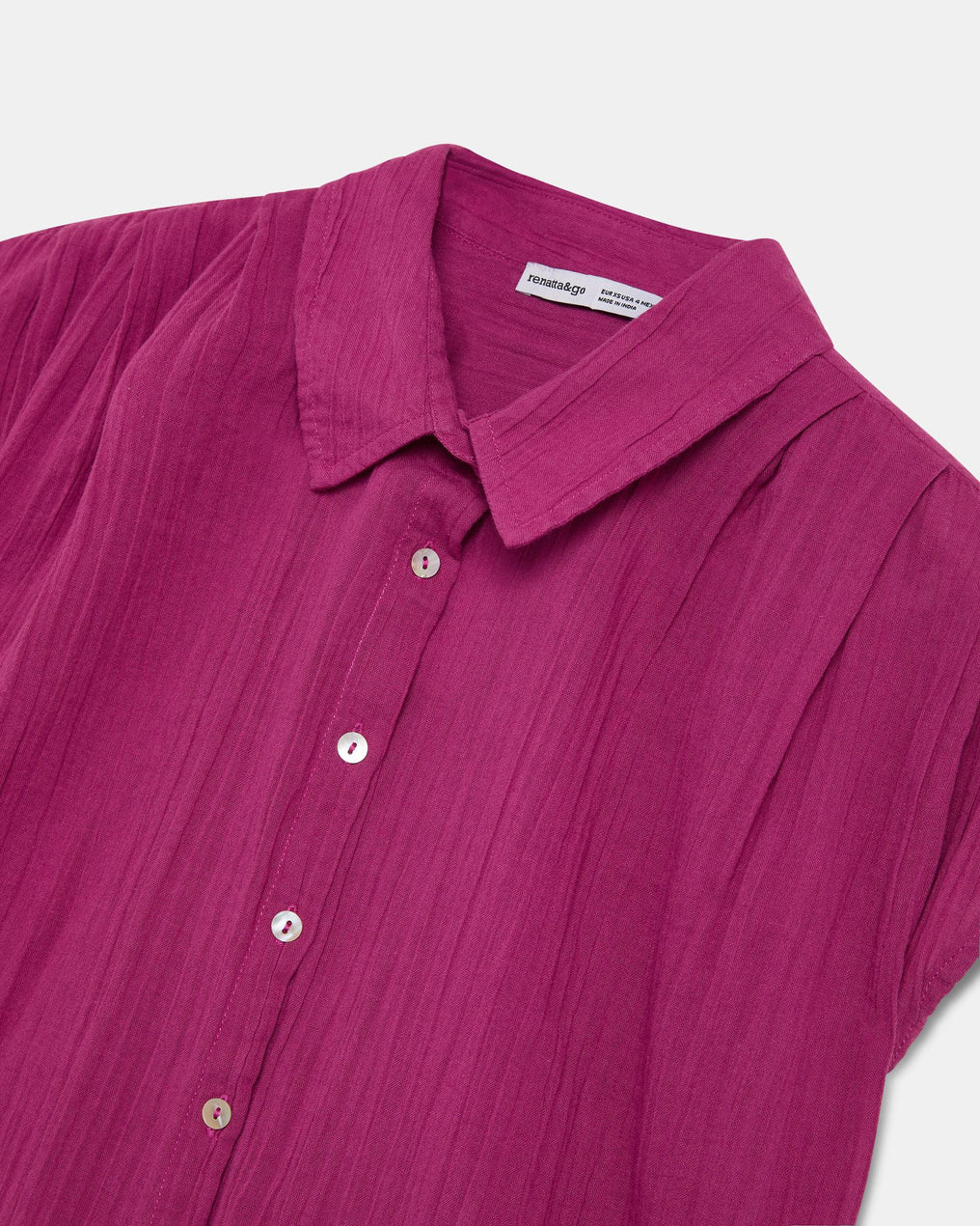 Fuchsia Pleated Sleeveless Shirt