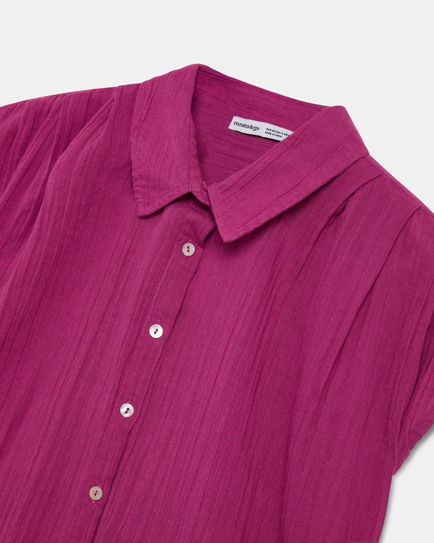 Fuchsia Pleated Sleeveless Shirt