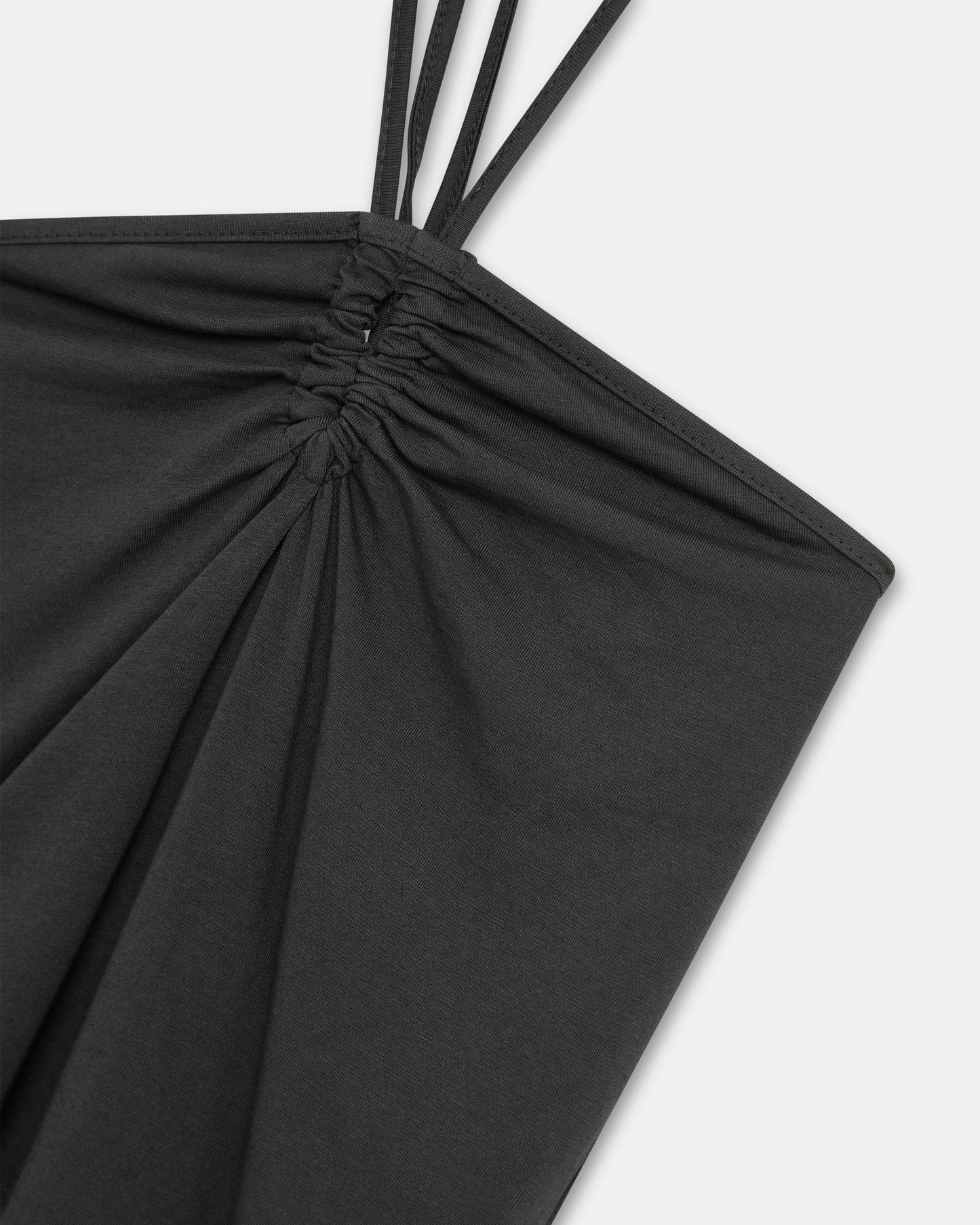 T-shirt Halter Franzido Frontal Antracite