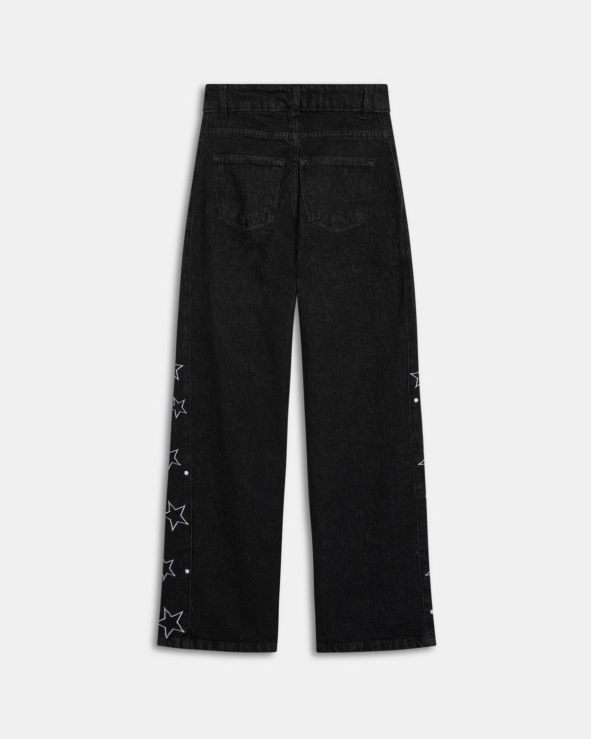 Jeans with Star Side Panel, Black
