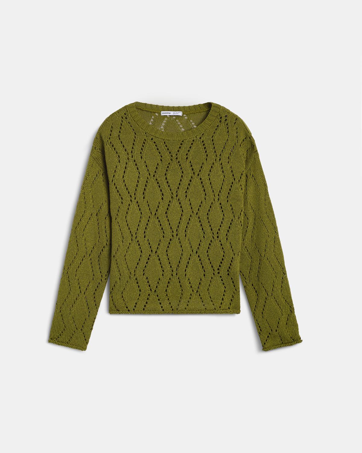 Green Diamond Die-Cut Sweater