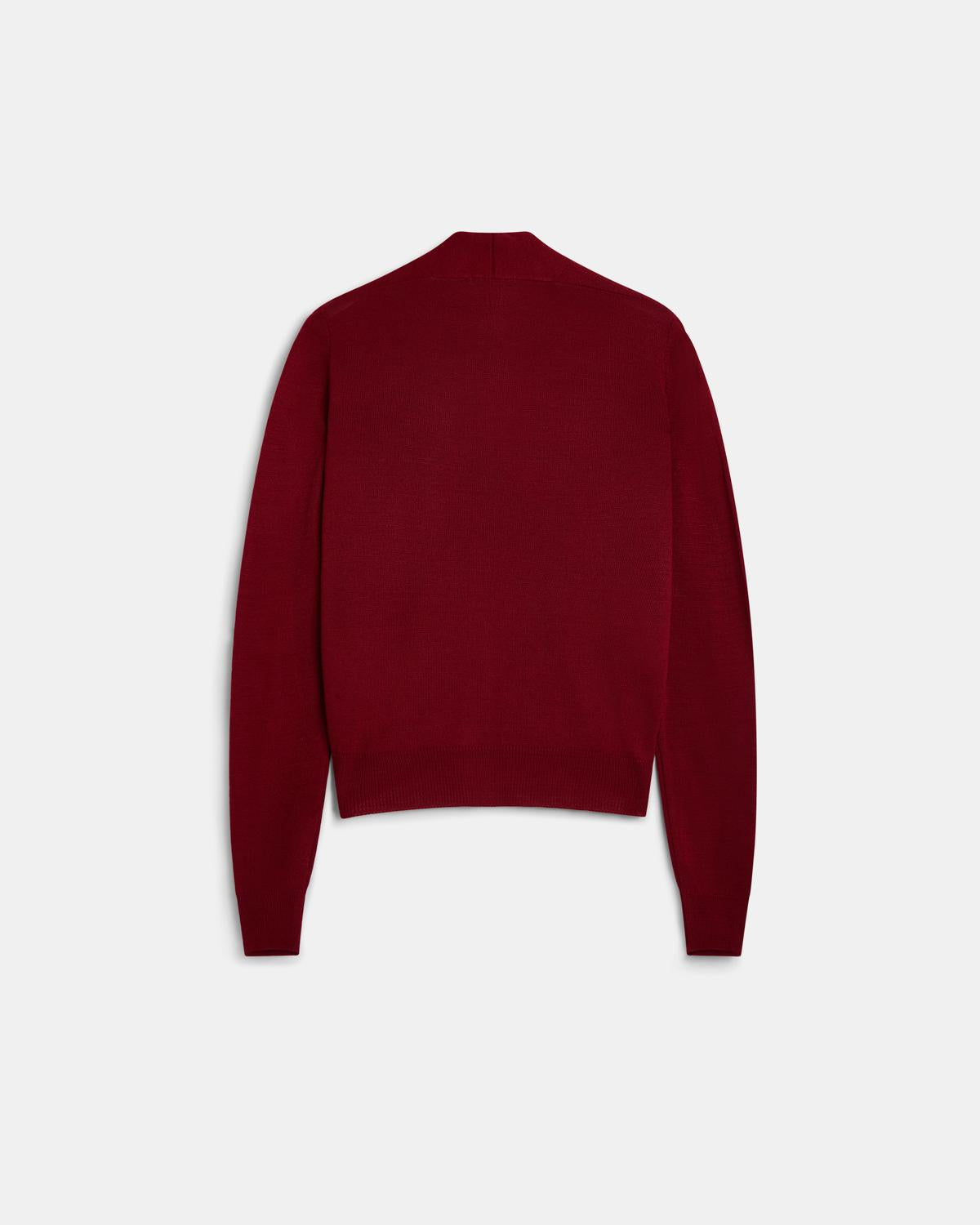 Chaqueta Punto Cuello Subido Pico Granate