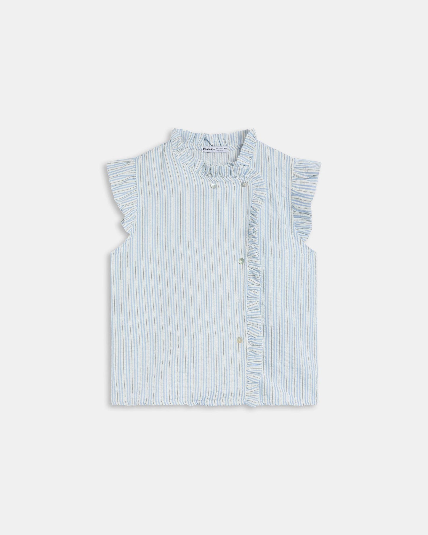 Blusa Sin Mangas Volantes Rayas Azul