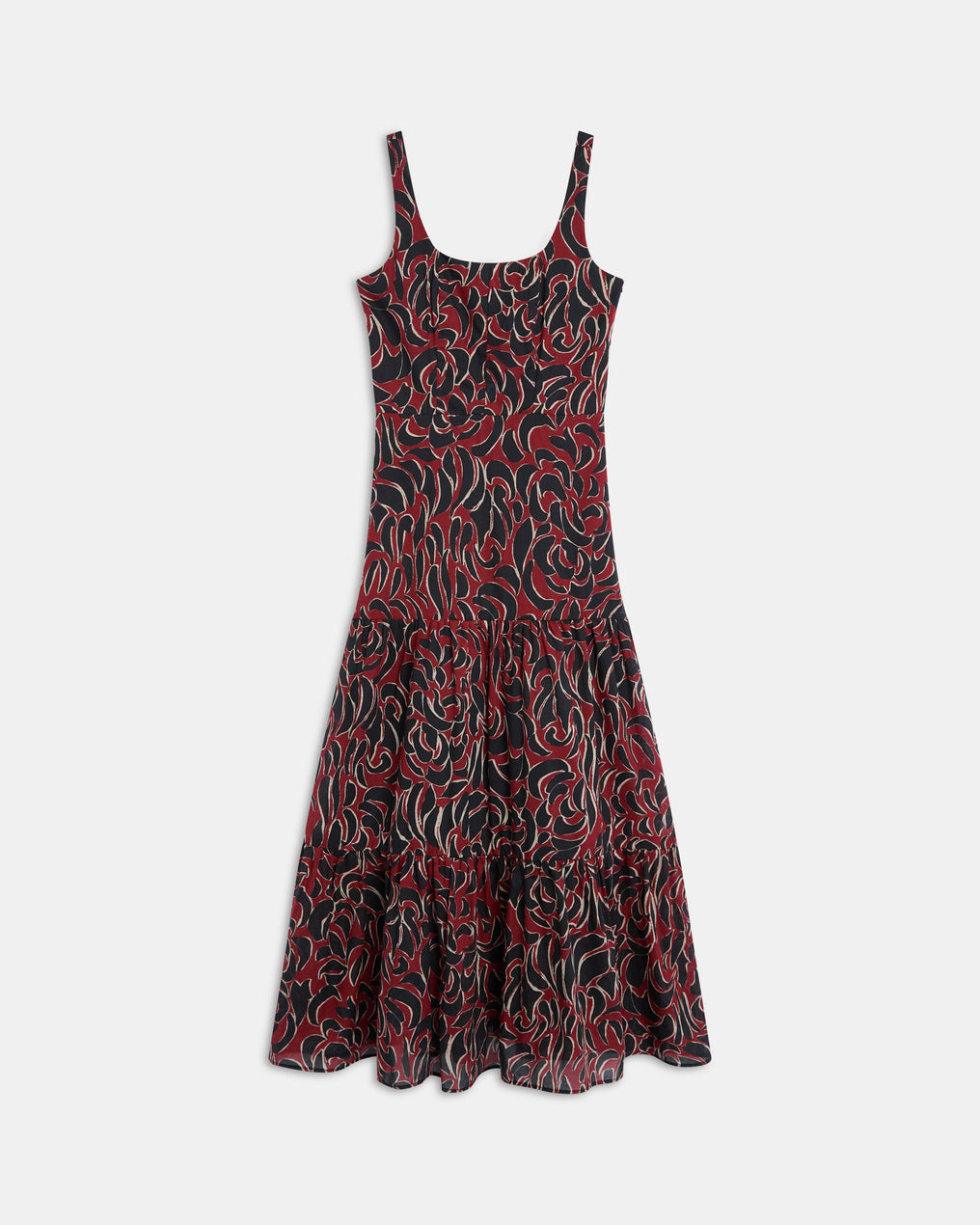 Robe Bretelles Coupes Imprimé Grenat