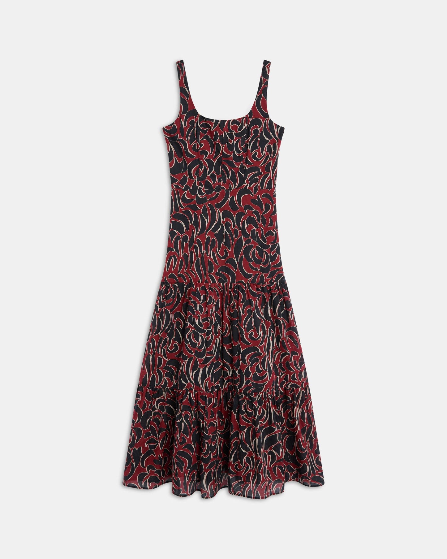 Robe Bretelles Coupes Imprimé Grenat