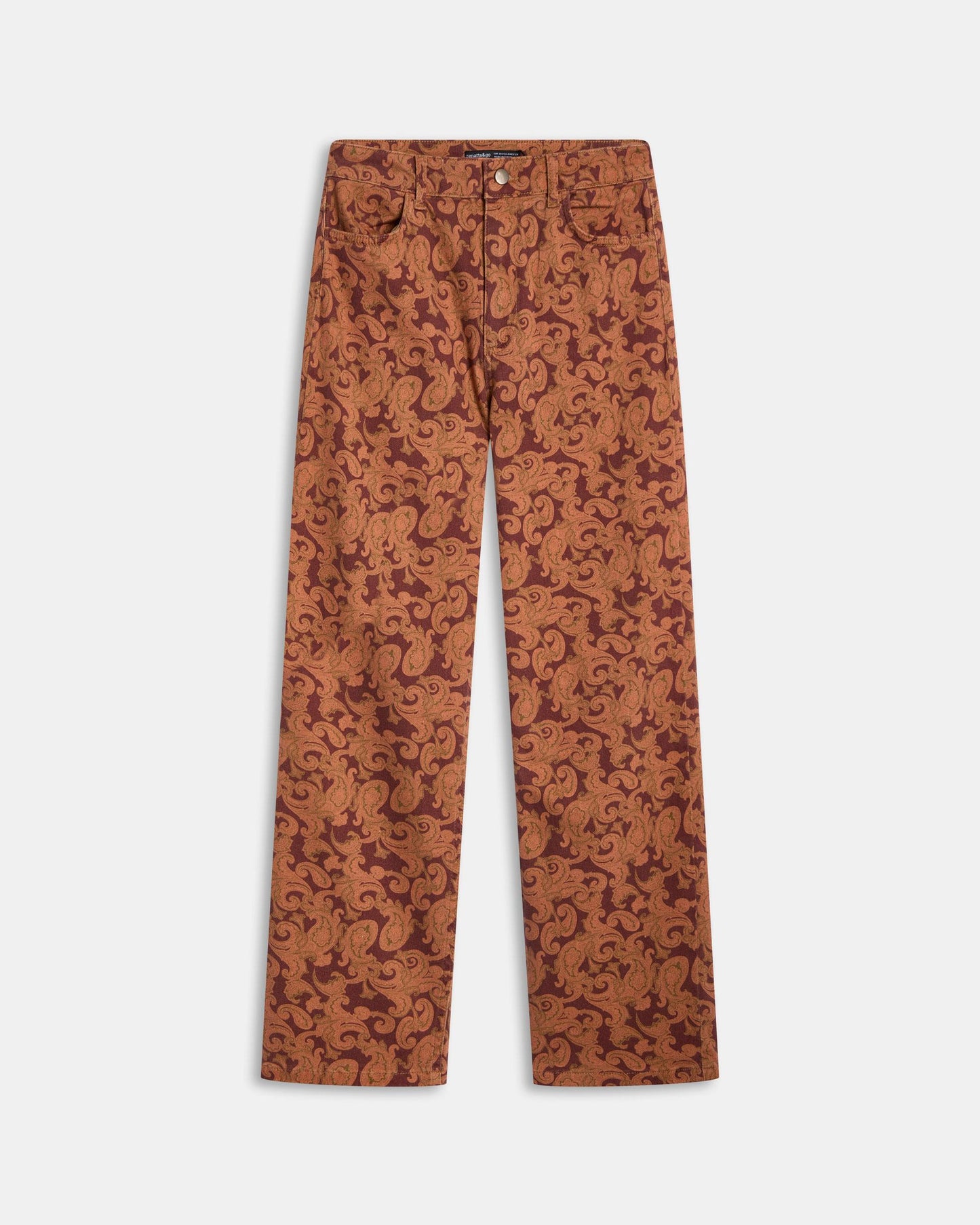 Orange Paisley Print Jeans