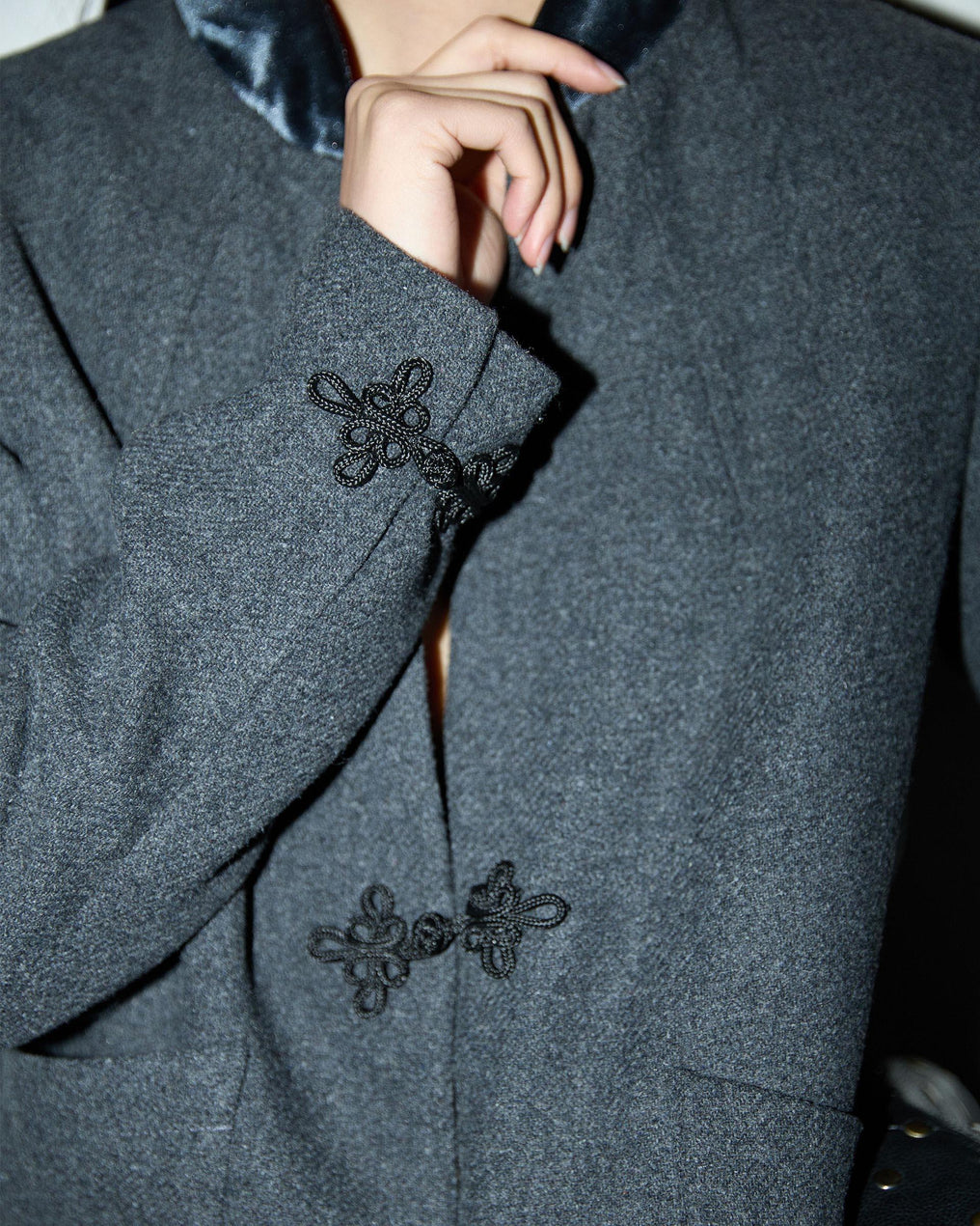 Gray Wool Blend Coat with Japanese Zippers