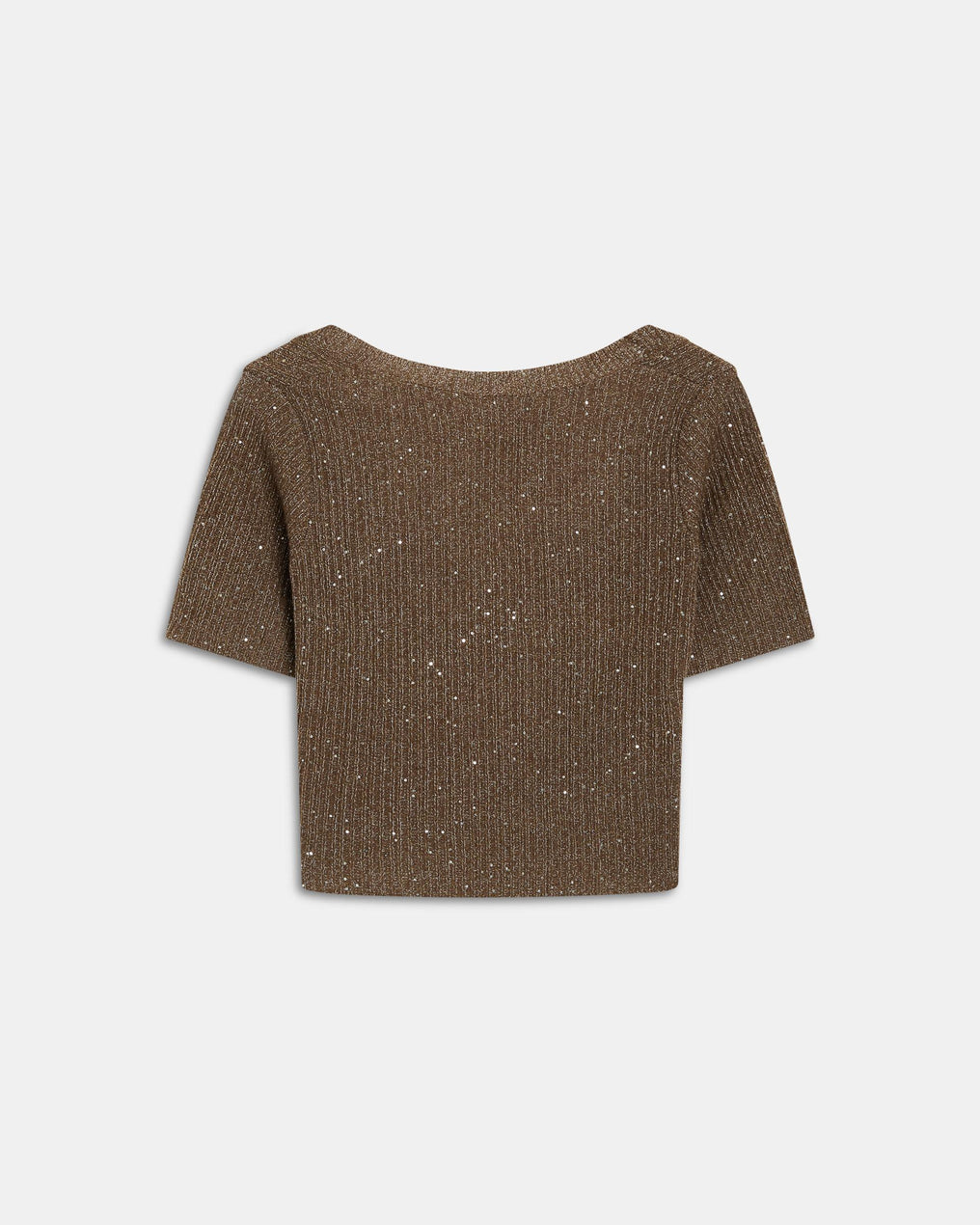 Brown Sequin Short Sleeve Top