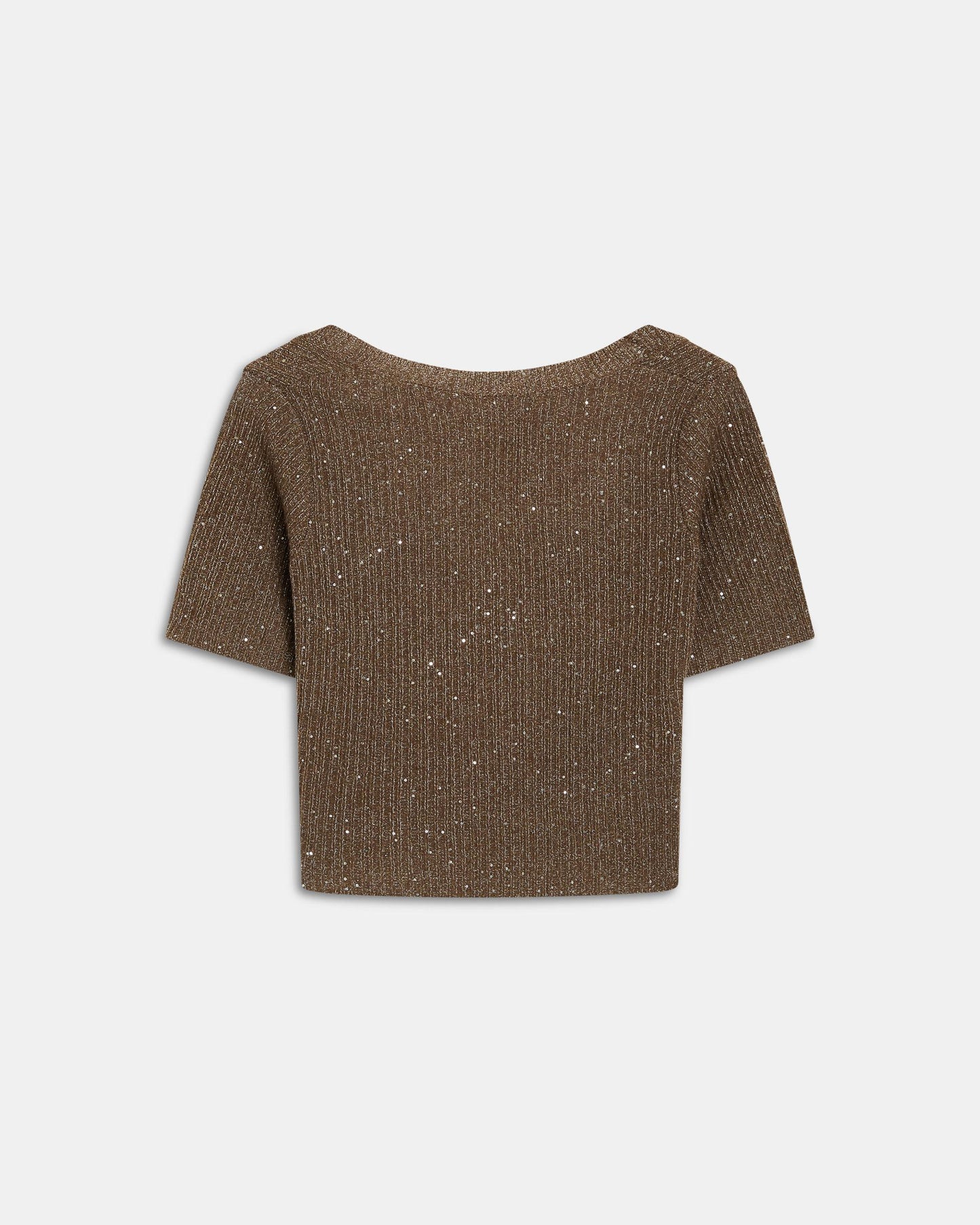 Brown Sequin Short Sleeve Top