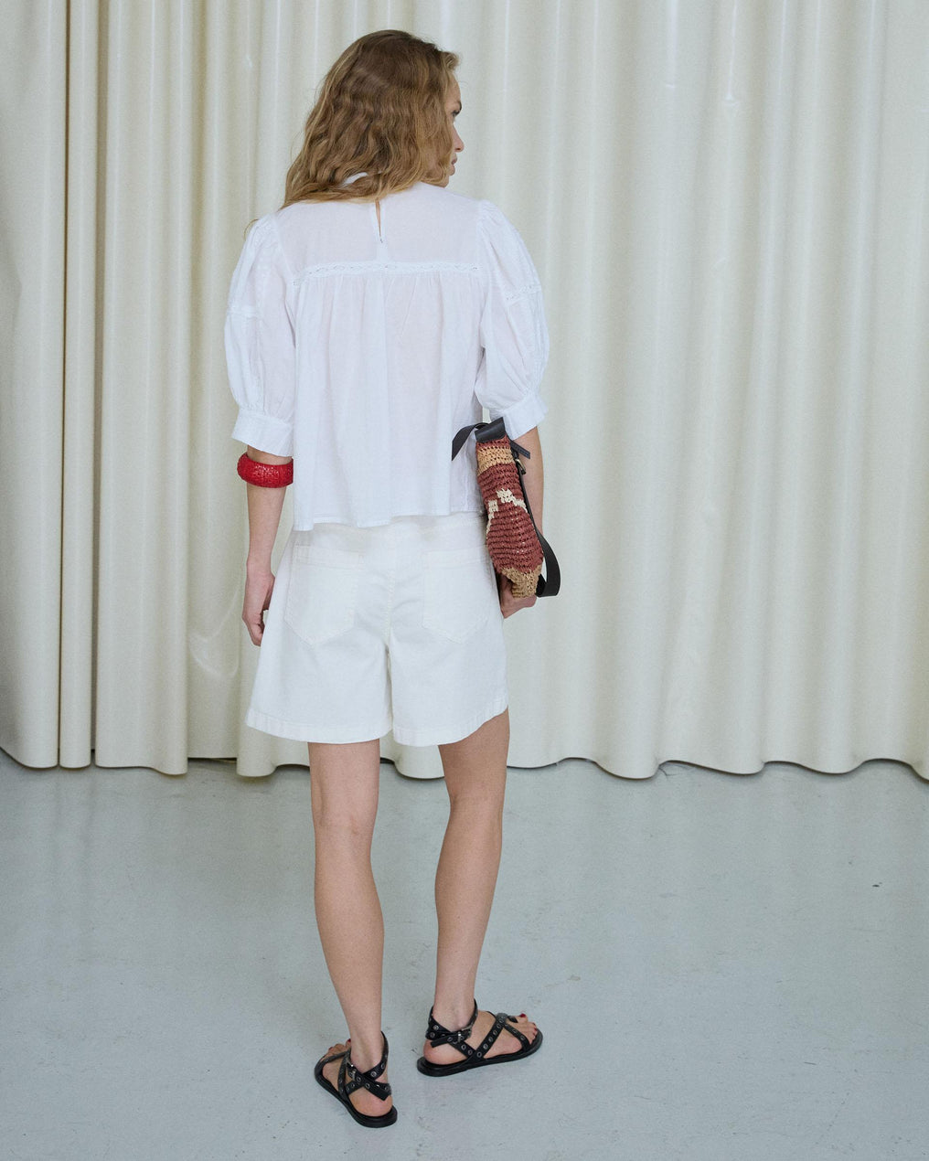 Blouse Manche Française Dentelles Coulisses Blanc