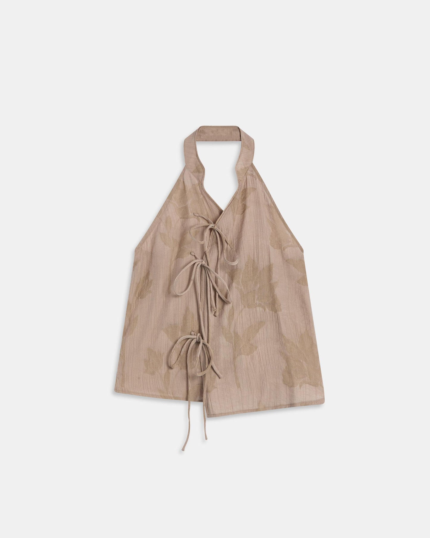 Top Halter Lacets Imprimé Taupe