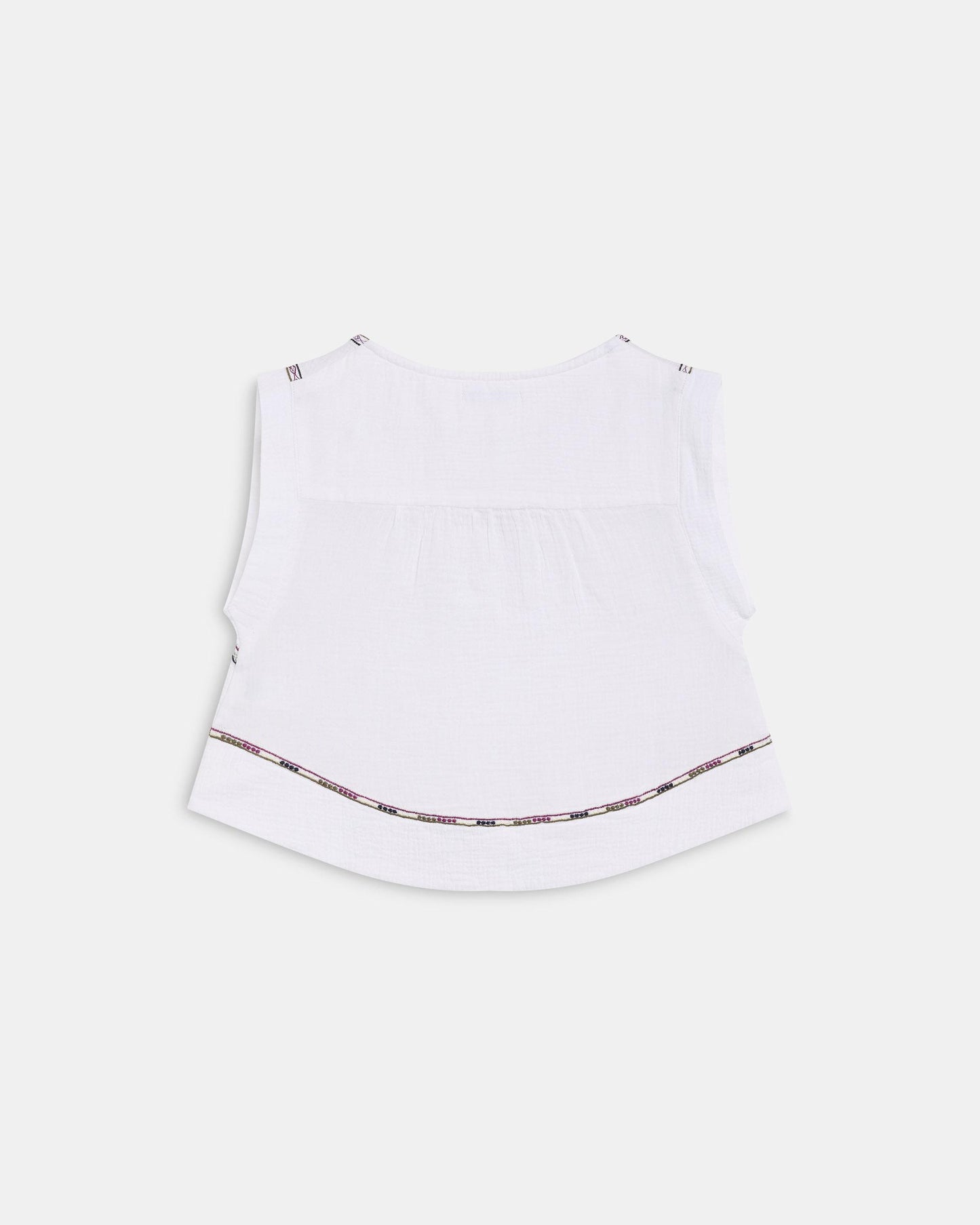 Top Sin Mangas Bordados Blanco