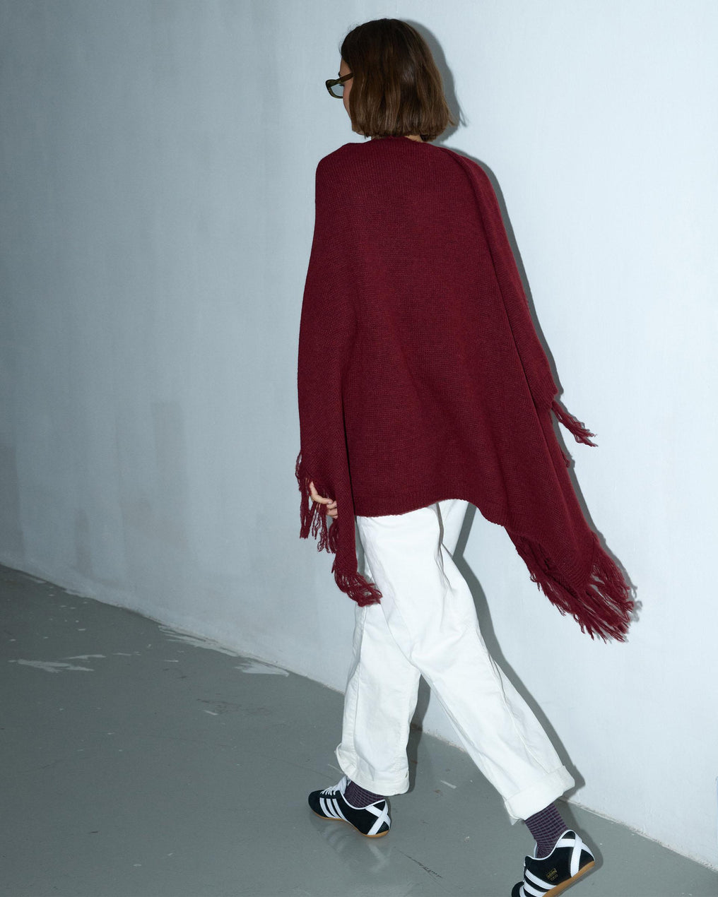 Garnet Fringed Poncho
