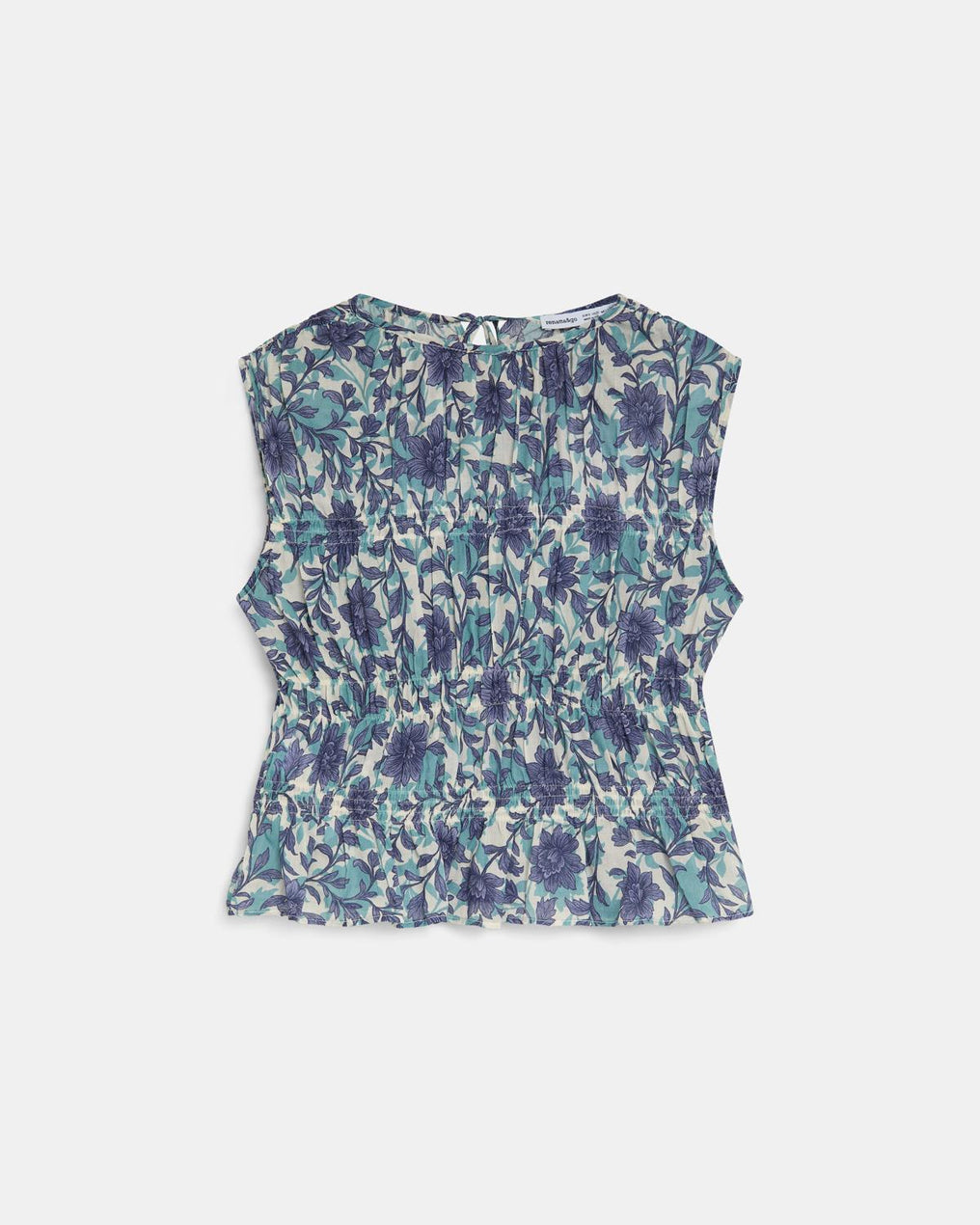 Top Élastiques Imprimé Floral Bleu