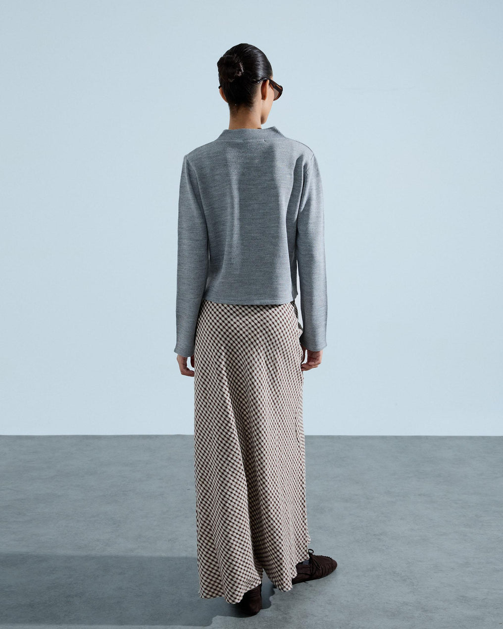 Jersey Cuello Mao Botones Laterales Gris