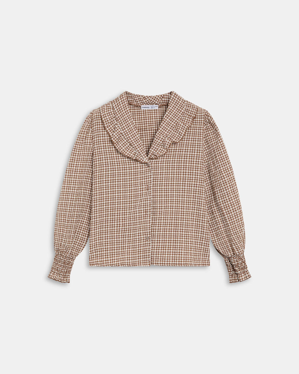 Blusa Folho Gola Vichy Castanho