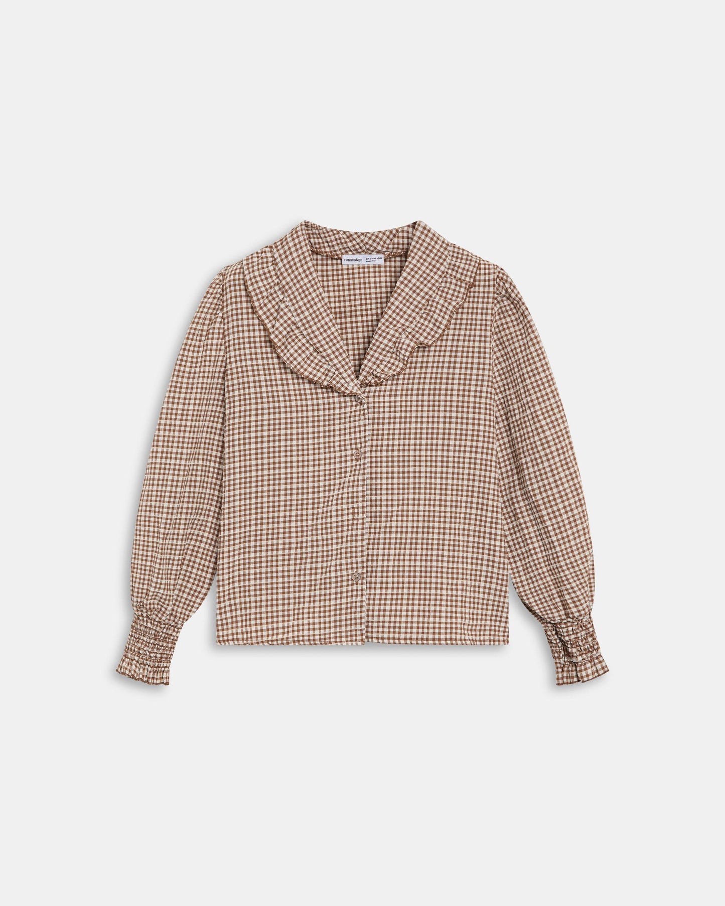 Blusa Folho Gola Vichy Castanho