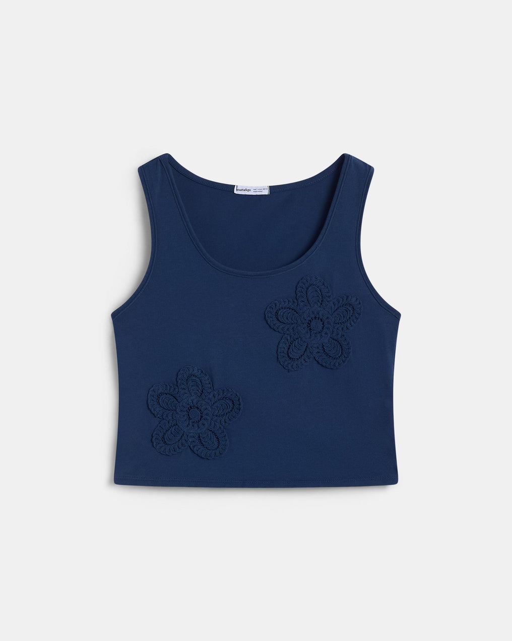 Camiseta Flores Crochet Azul Marino