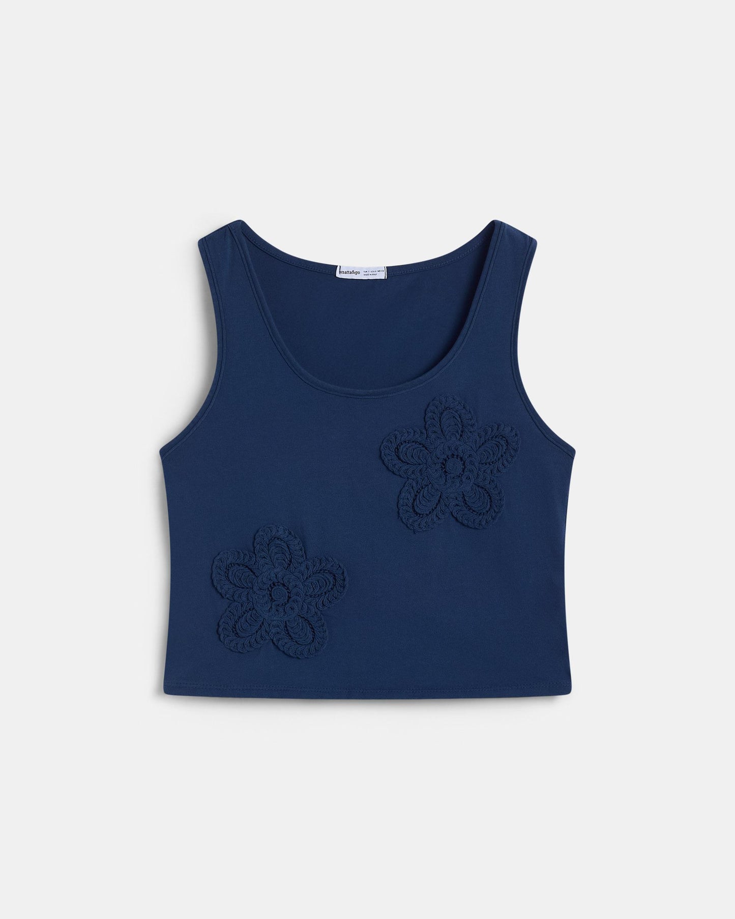 Camiseta Flores Crochet Azul Marino