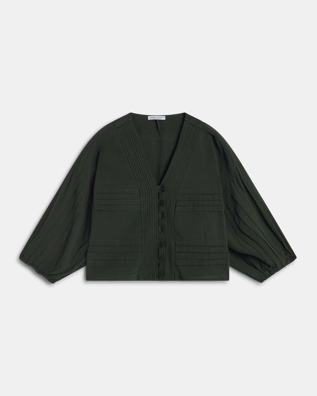 Blusa Pliegues Verde Oscuro