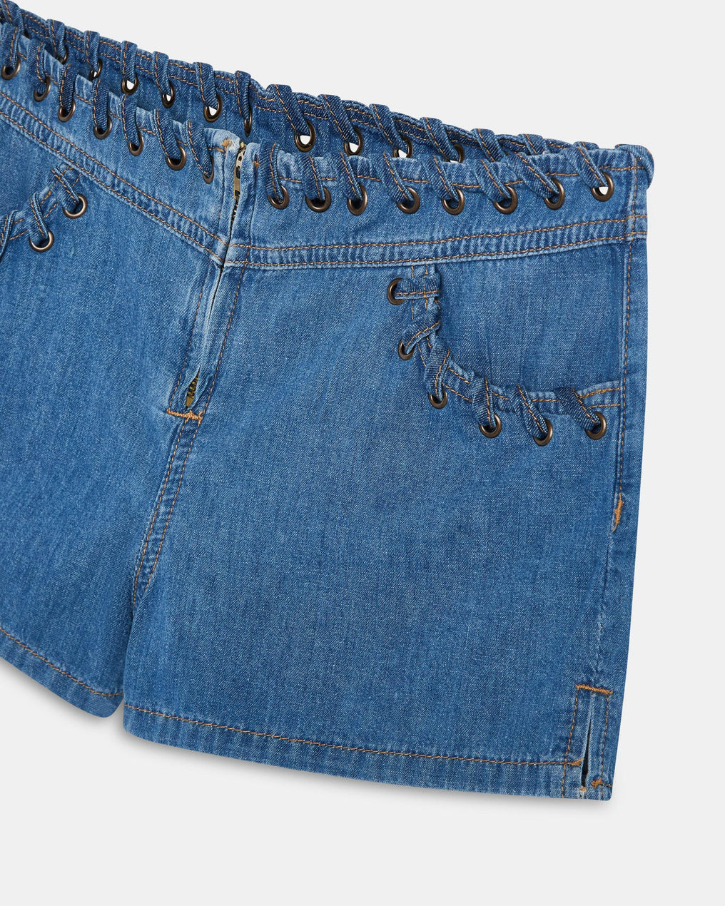 Shorts Pespuntes Azul