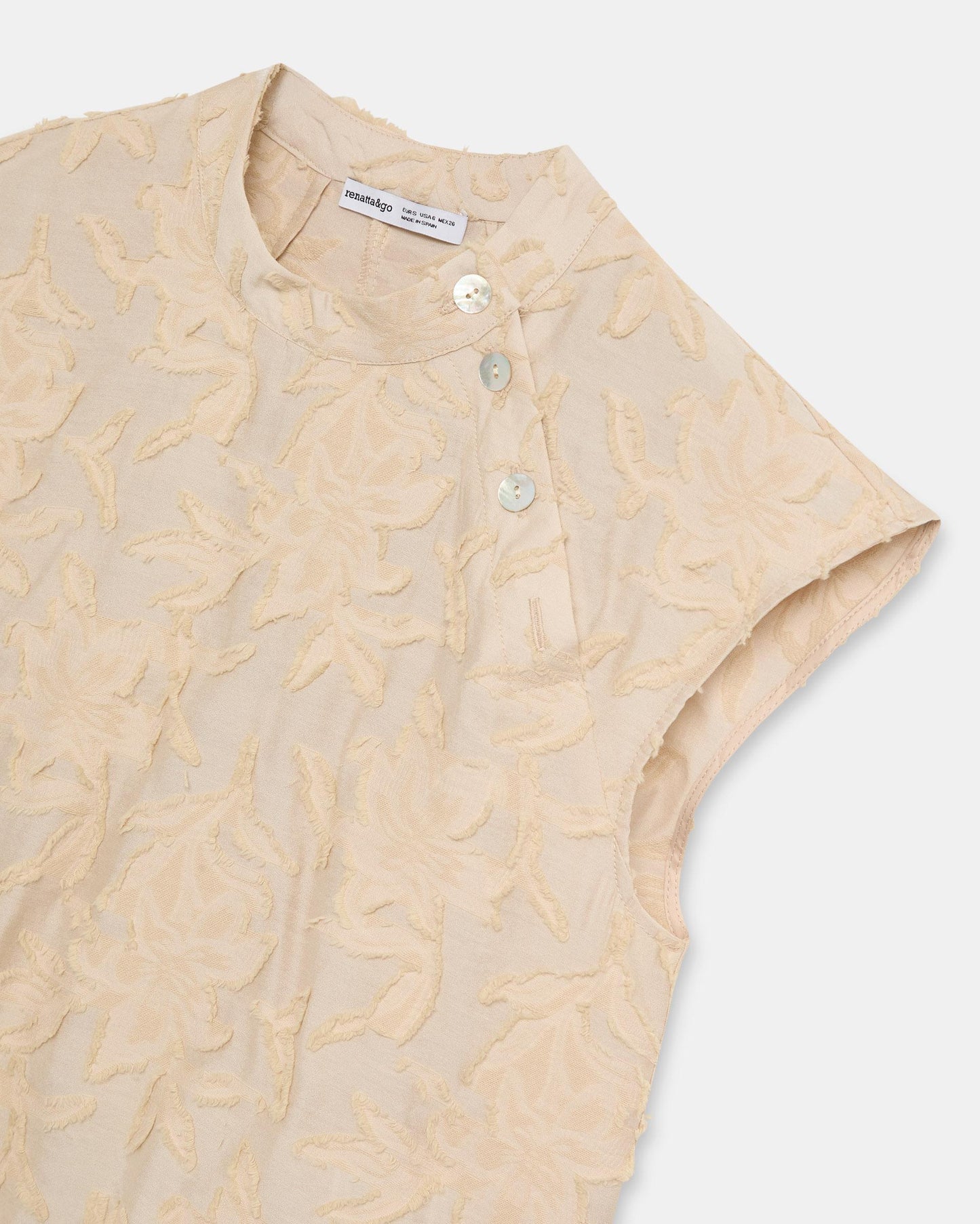 Blusa Botões Laterais Jacquard Cru