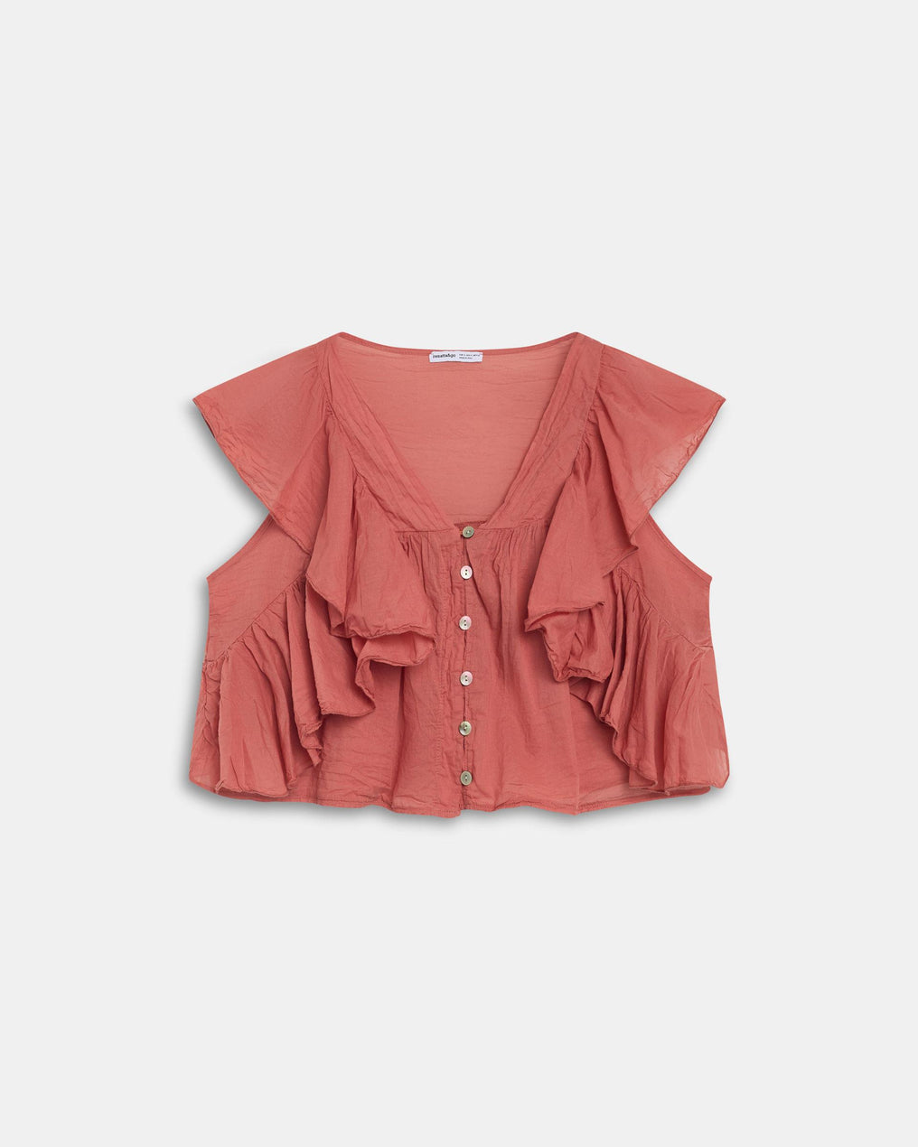 Blusa Botones Volantes Teja