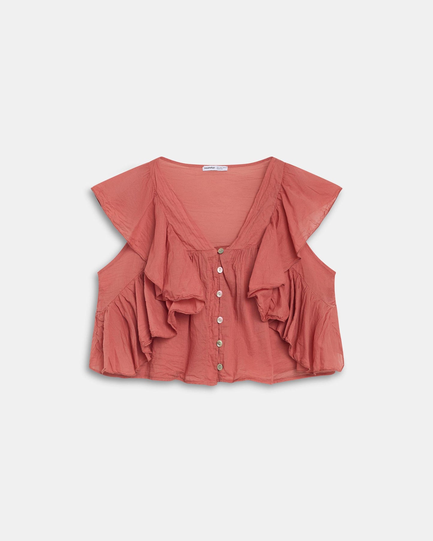 Blusa Botones Volantes Teja