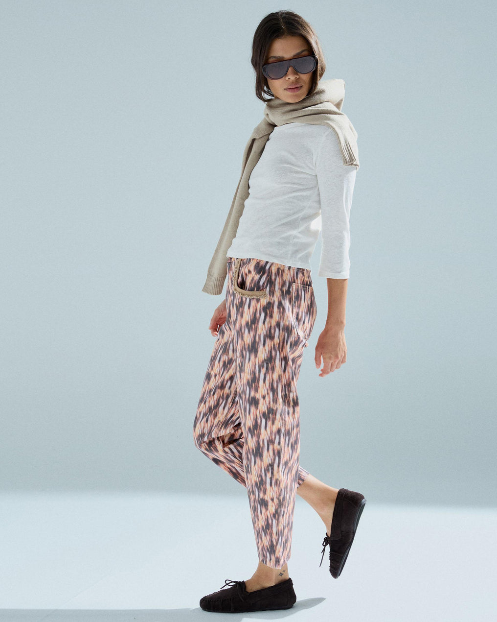 Jeans Estampado Bolsillos Desflecados Multicolor