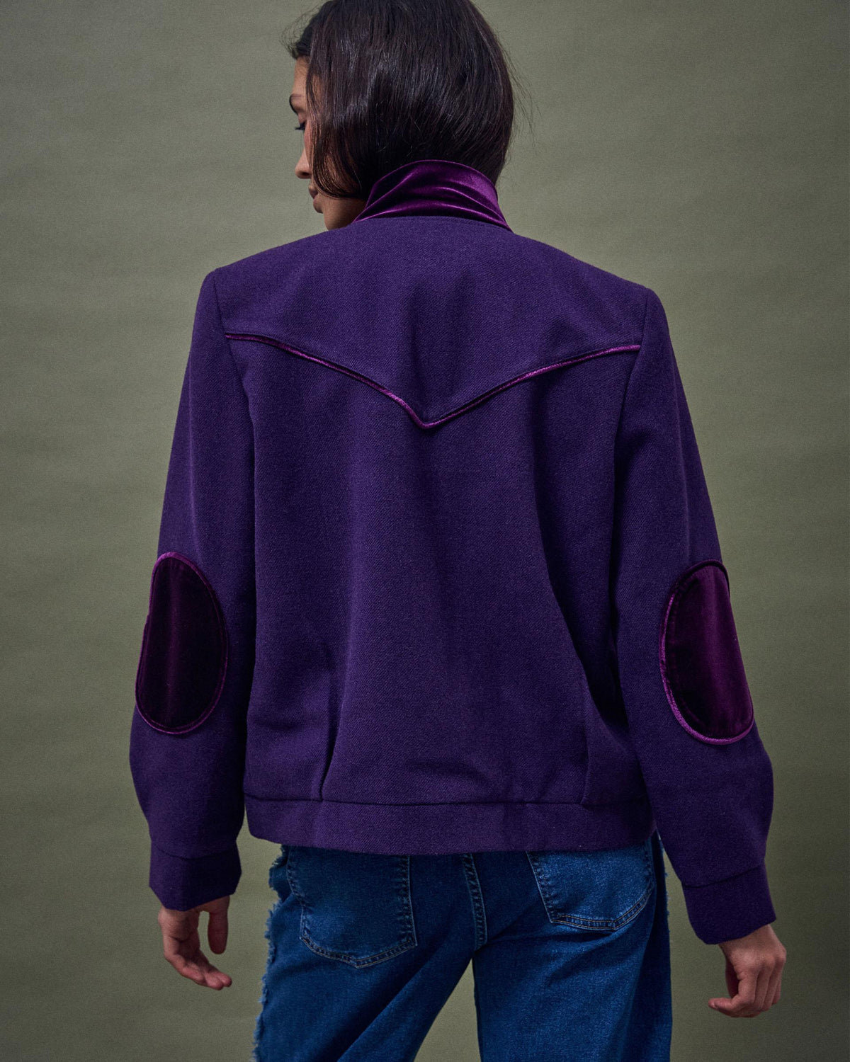 Bomber Terciopelo Contraste Morado