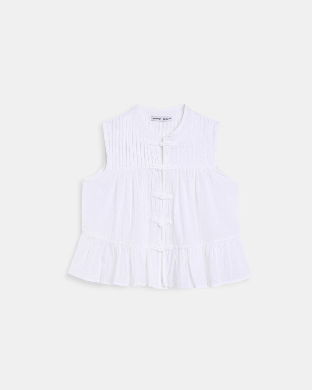 Sleeveless Frogging Blouse White