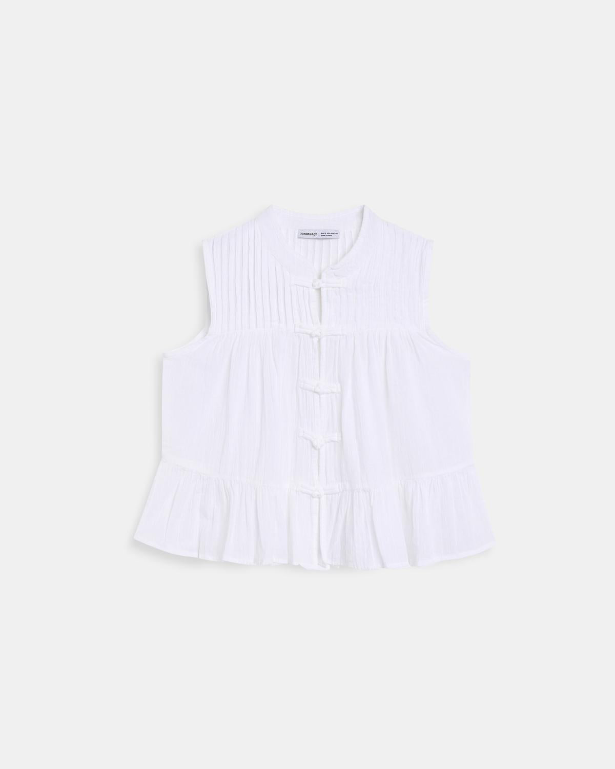 Sleeveless Frogging Blouse White
