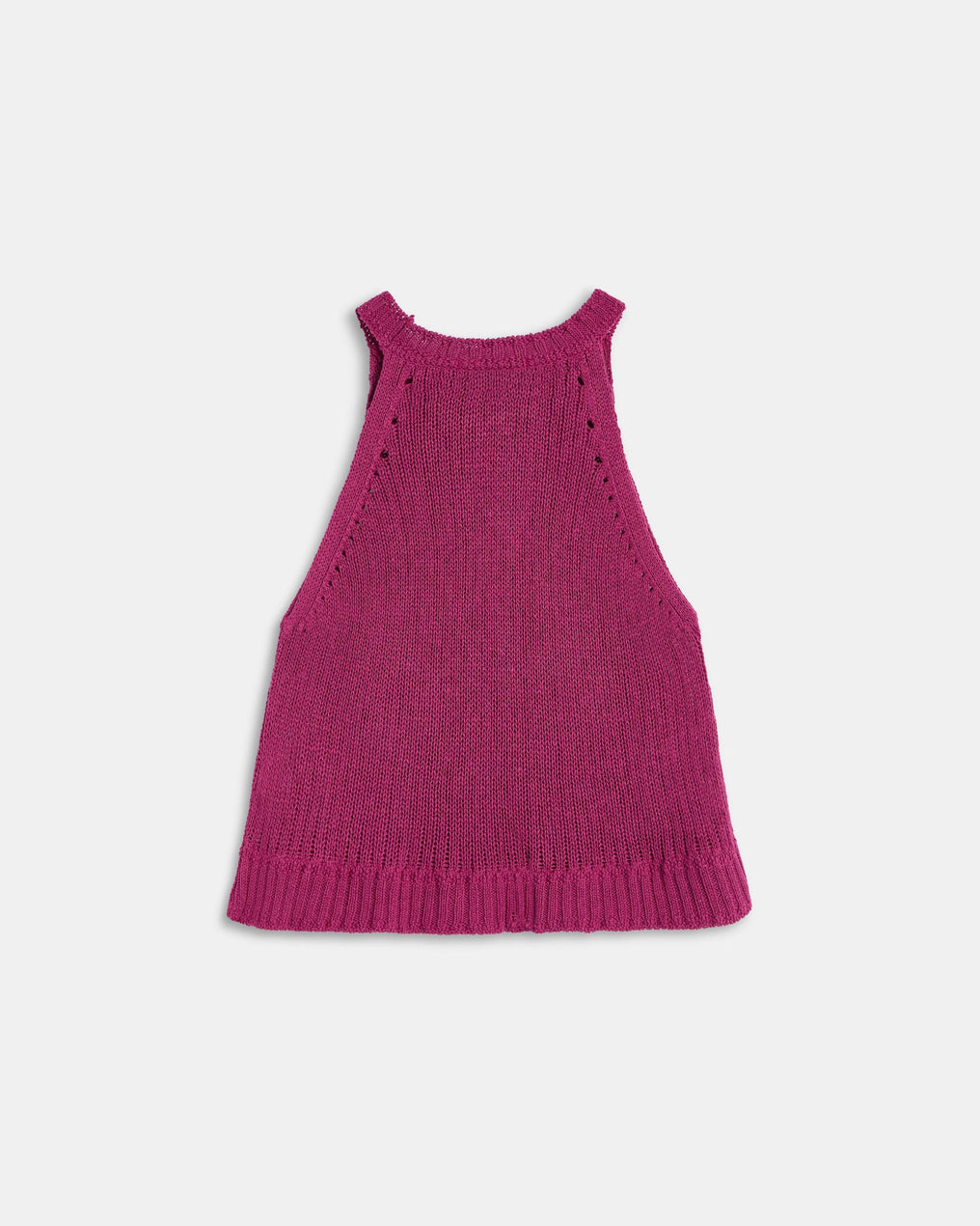 Top Maille sans Manches Col Rond Rib Rose