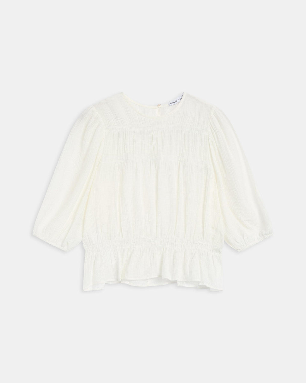 Blouse Élastiques Manche Française Blanc