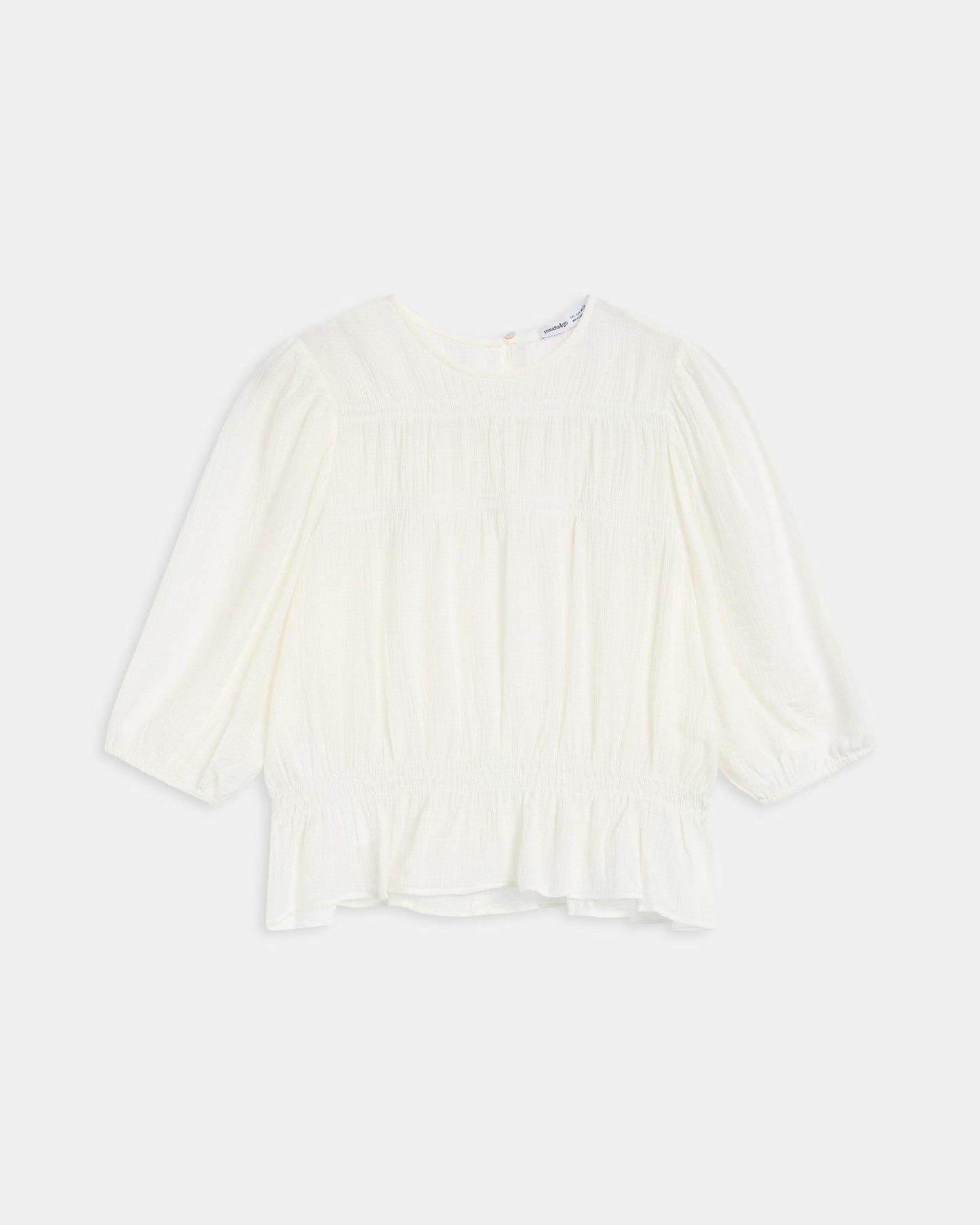 Blouse Élastiques Manche Française Blanc