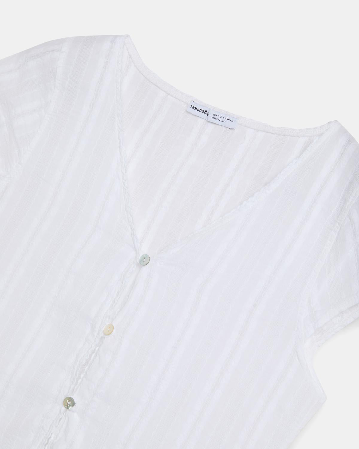Blusa Ehun Landugabea Lore Brodatuak Zuria