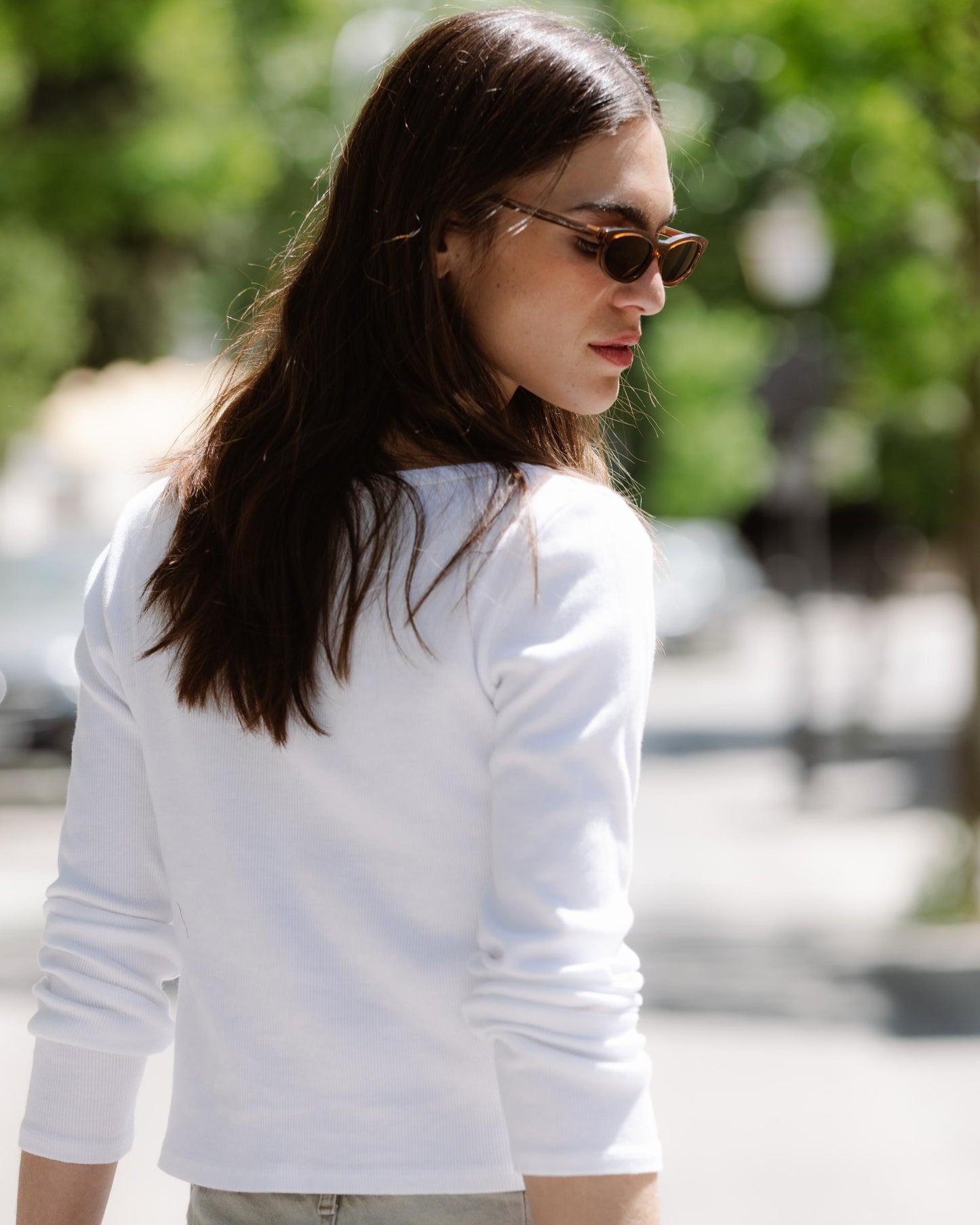 T-shirt Rib Décolleté Rond Blanc