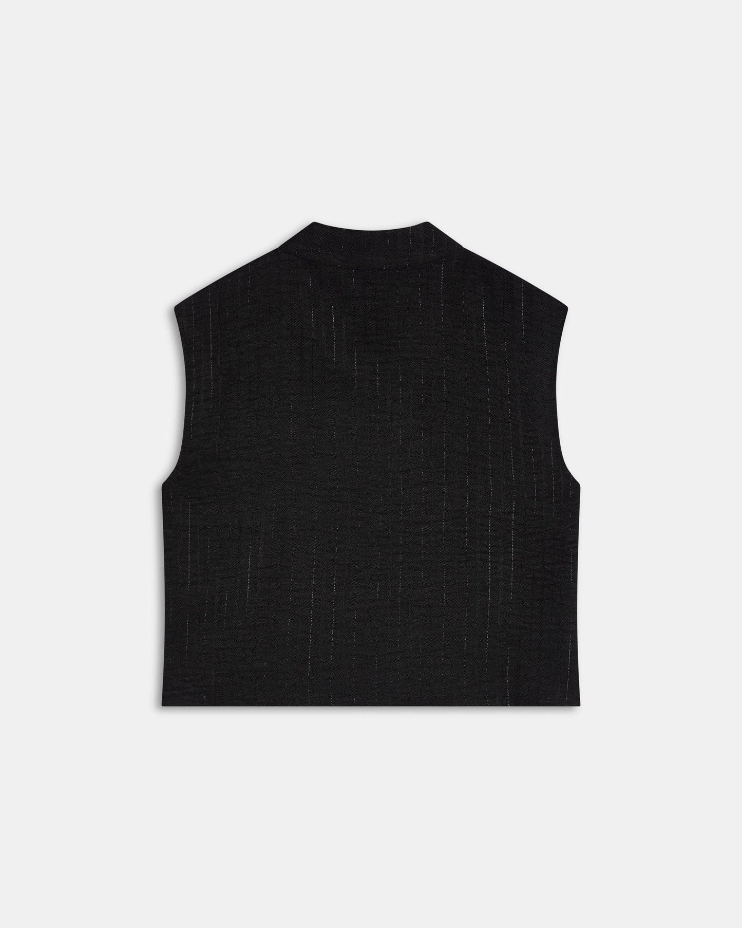 Blouse sans Manches Boutons Latéraux Rayures Lurex Noir