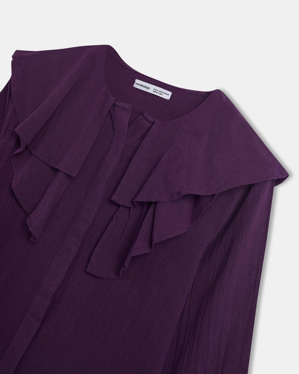 Purple Asymmetrical Ruffle Blouse