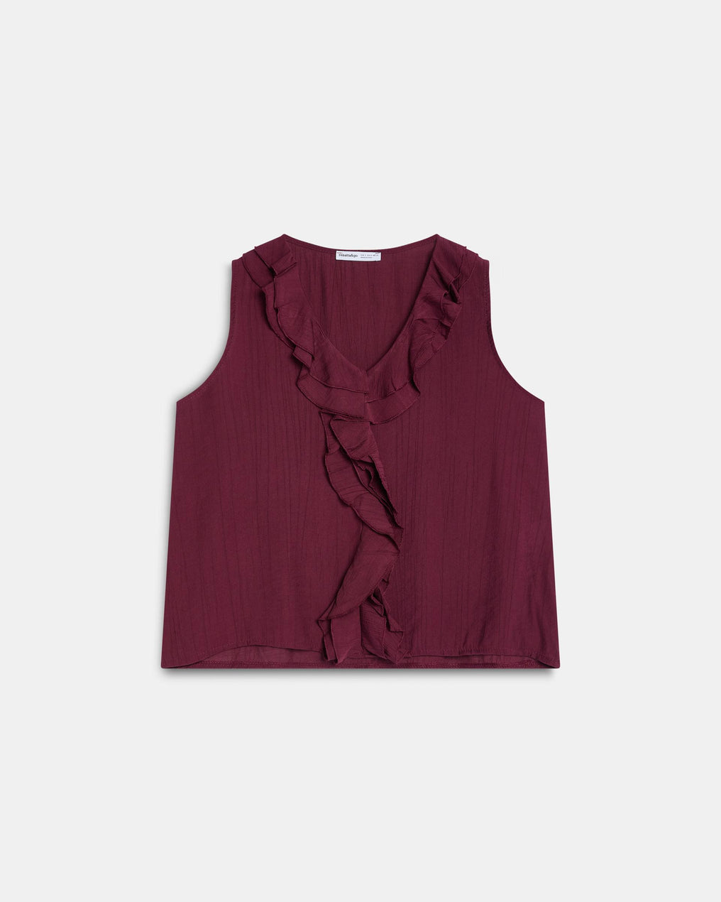 Blusa Sin Mangas Volantes Escote V Granate