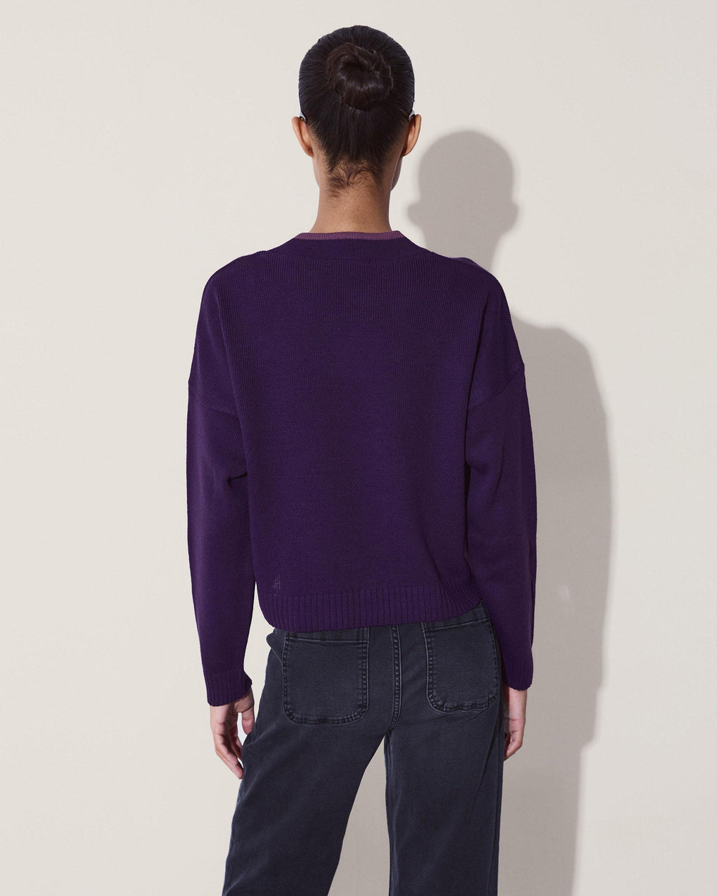 Jersey Botones Laterales Vivo Contraste Morado