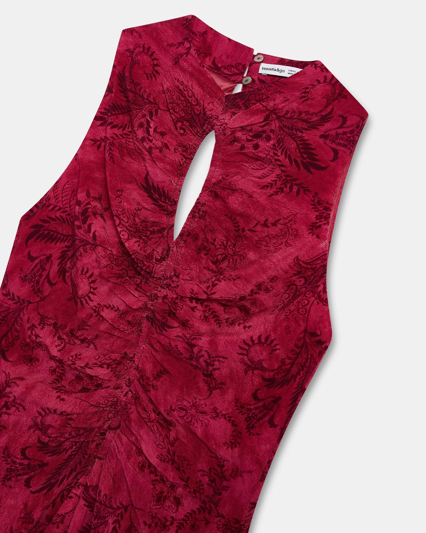 Vestido Fruncido Delantero Estampado Fucsia