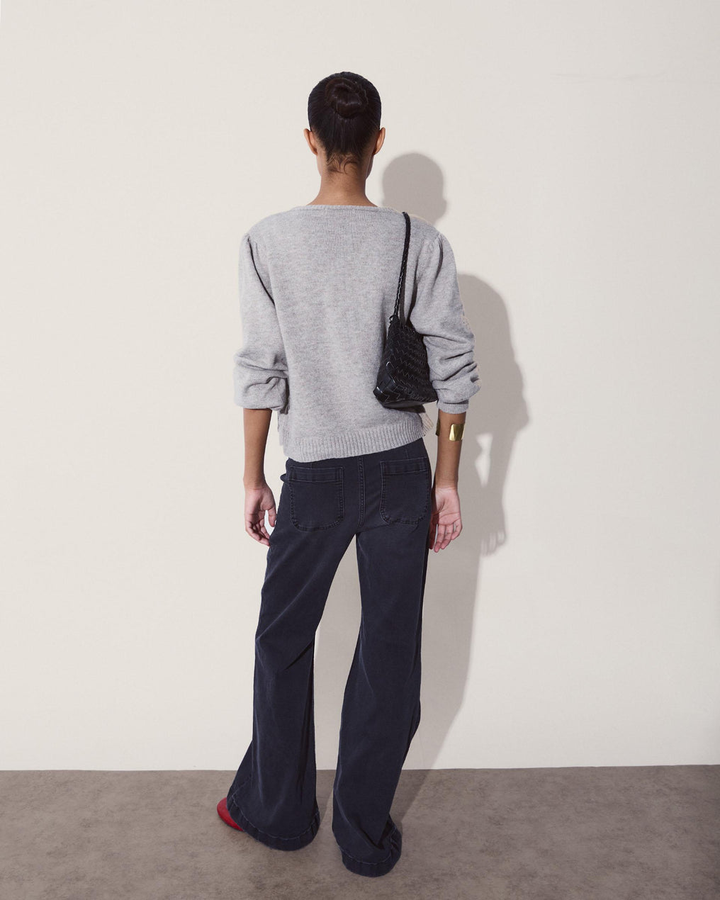 Jeans Botones Campana Negro