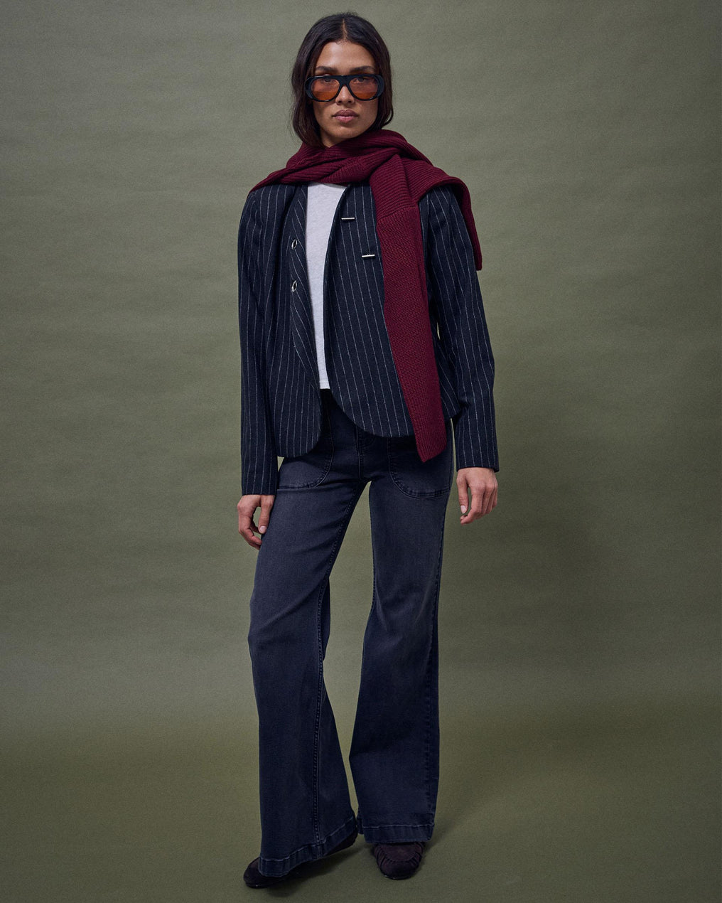 Chaqueta Botones Anillas Con Lana Antracita