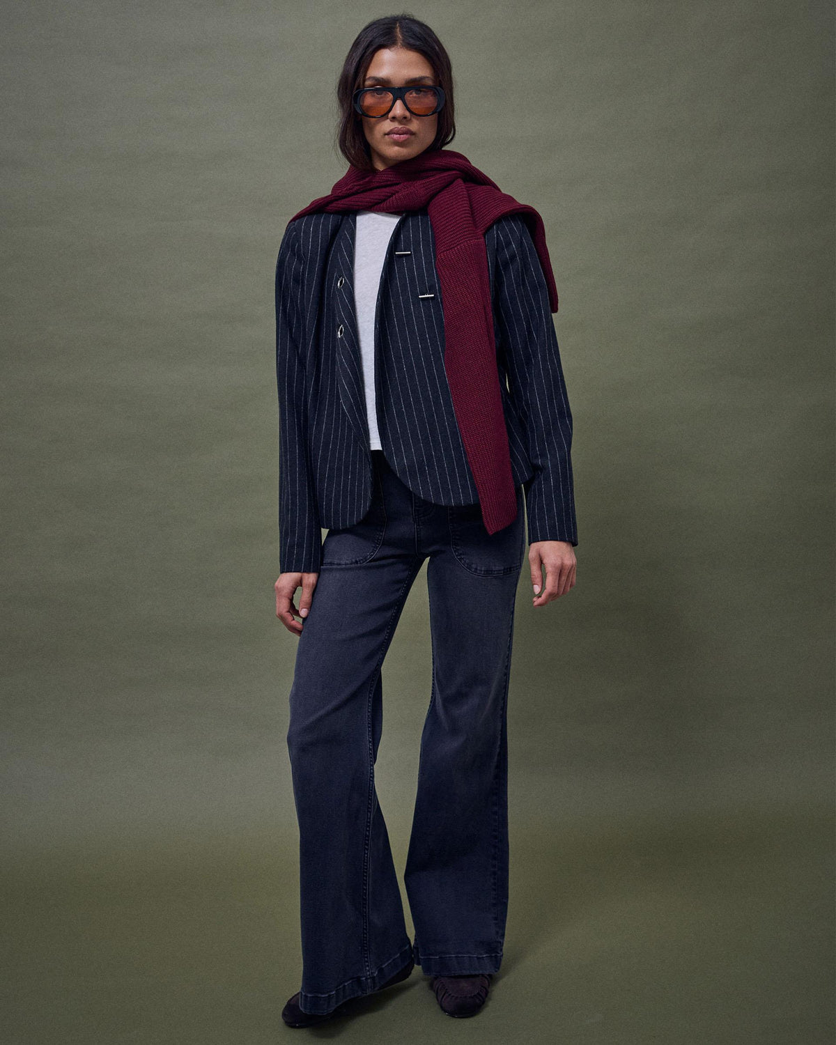 Chaqueta Botones Anillas Con Lana Antracita