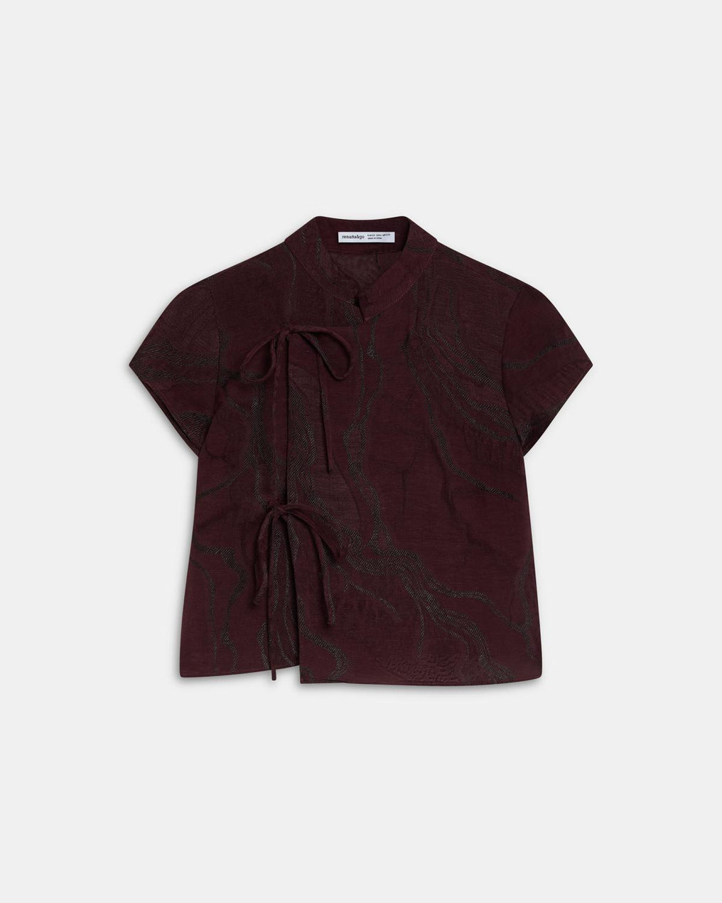 Top Japo de Manga Curta Estampado Granate