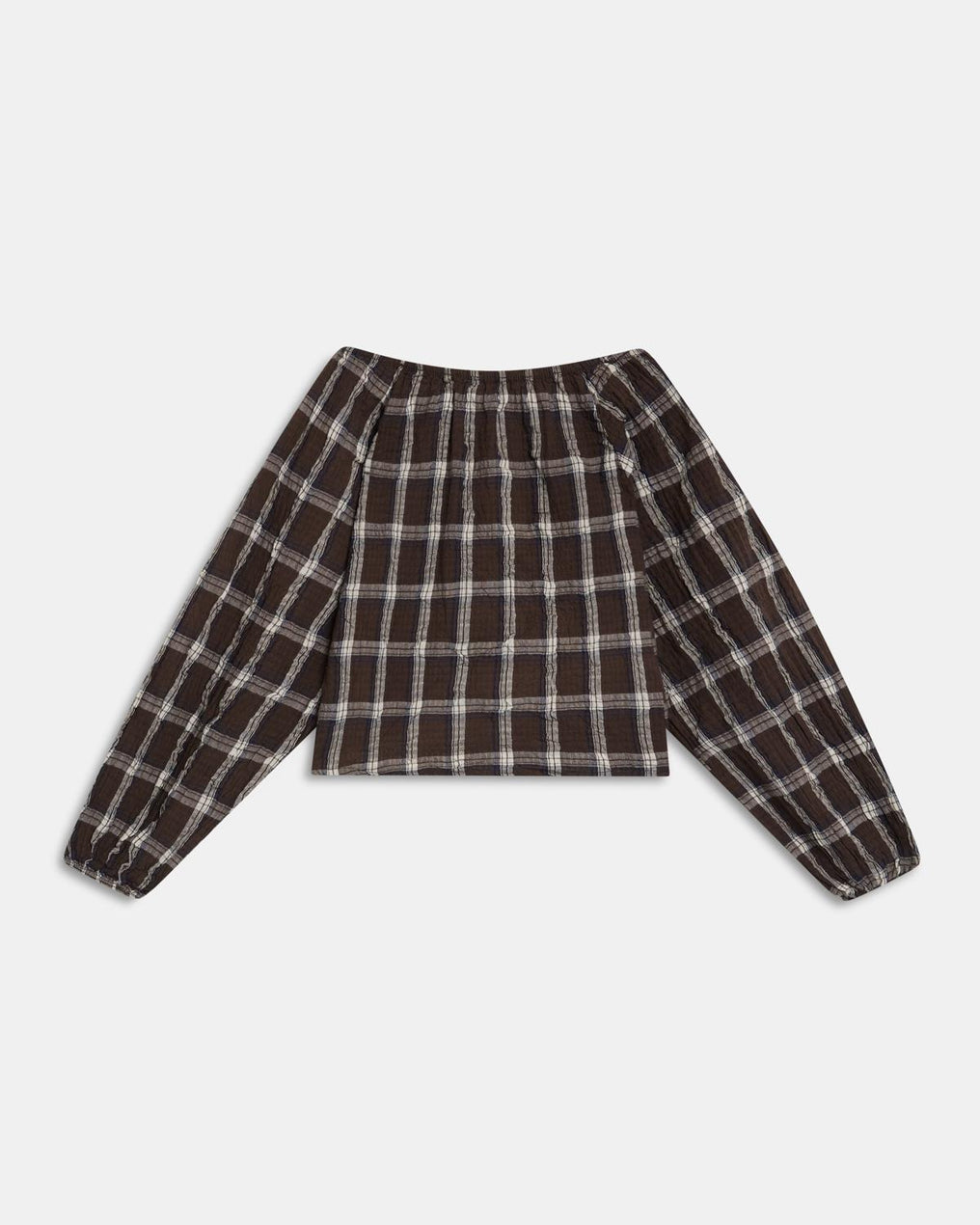 Itsasontzi eskotedun koadrodun blusa marroia