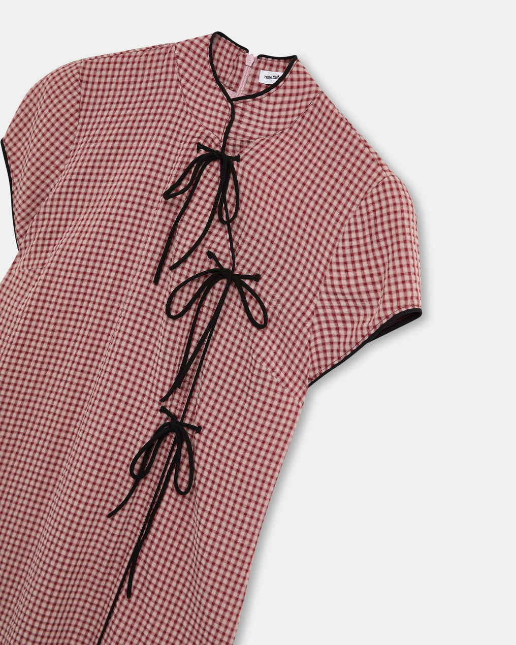 Robe Lacets Contrastant Carreaux Rose