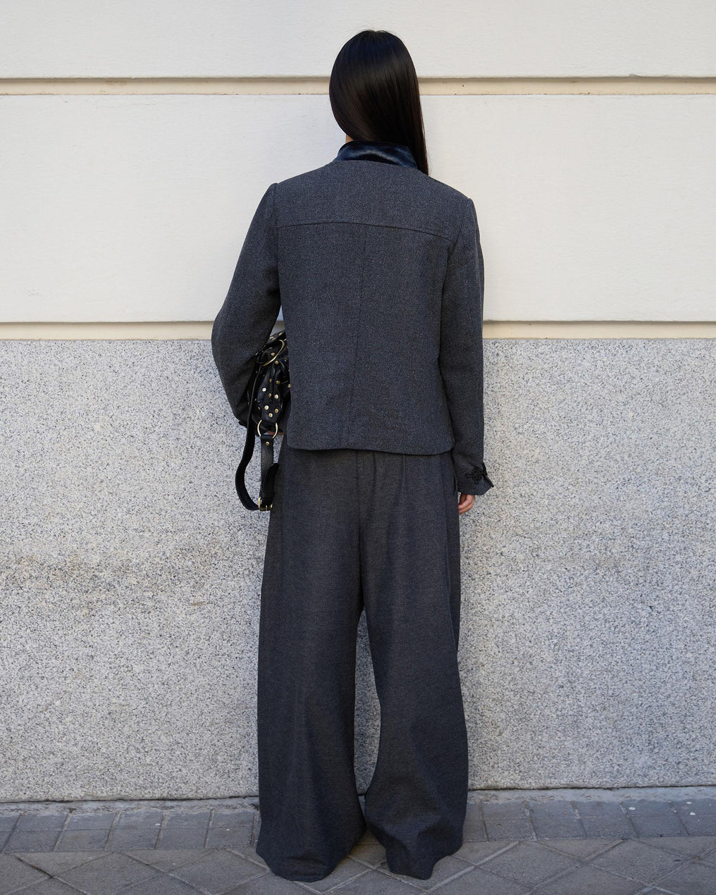 Gray Wool Blend Coat with Japanese Zippers