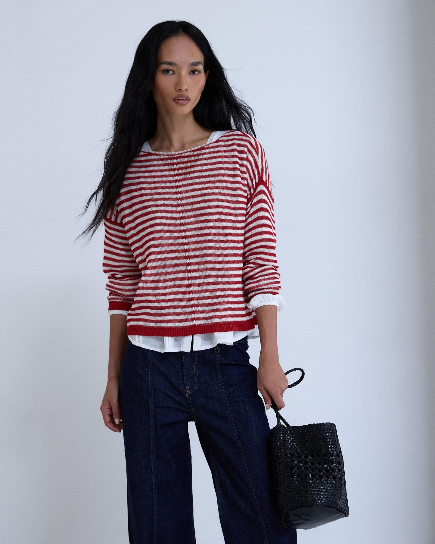 Jersey Punto Fino Rayas Rojo